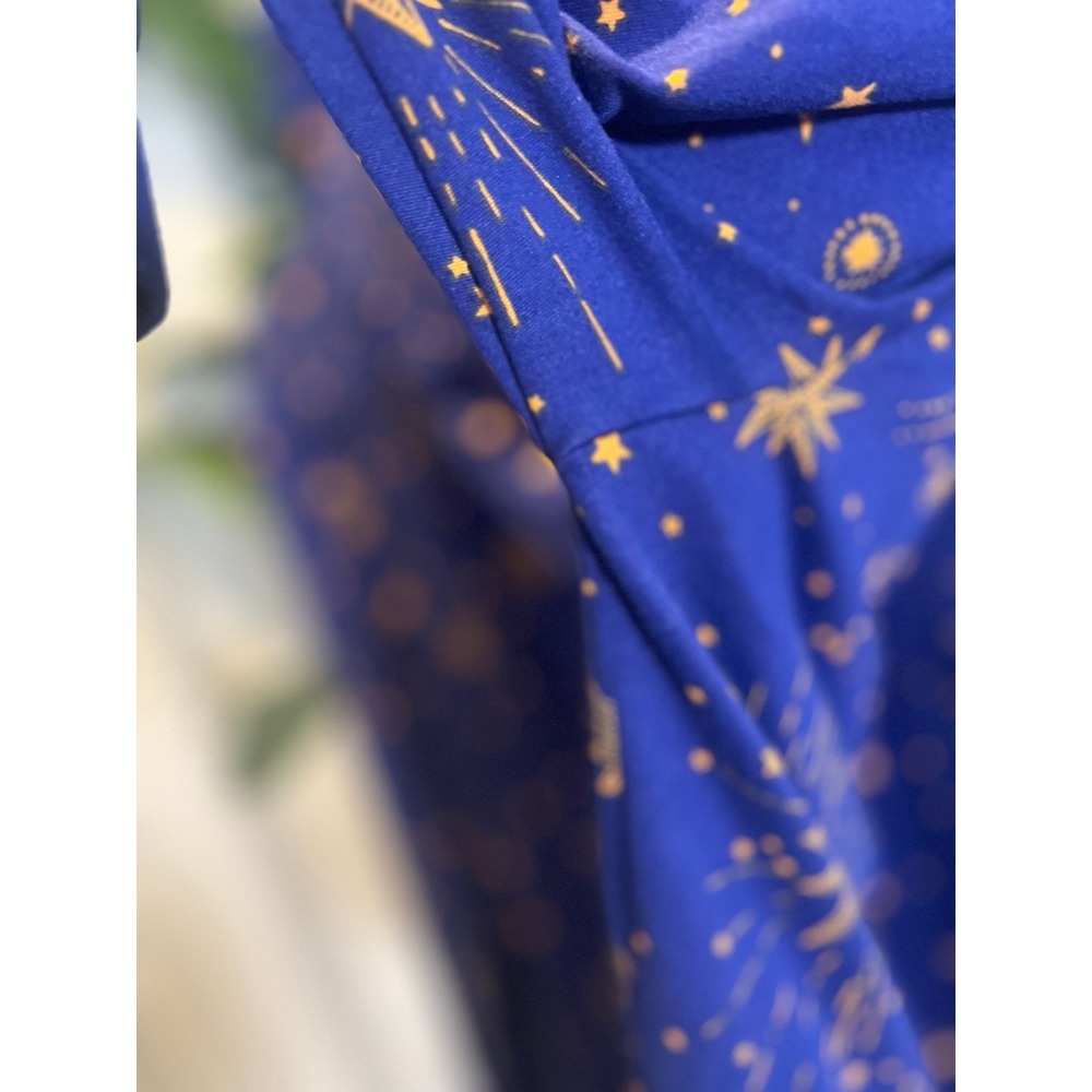 Room Service Women Blue Gold Celestial Pajama Set Moon Star Sun Print Small - Picture 5 of 9